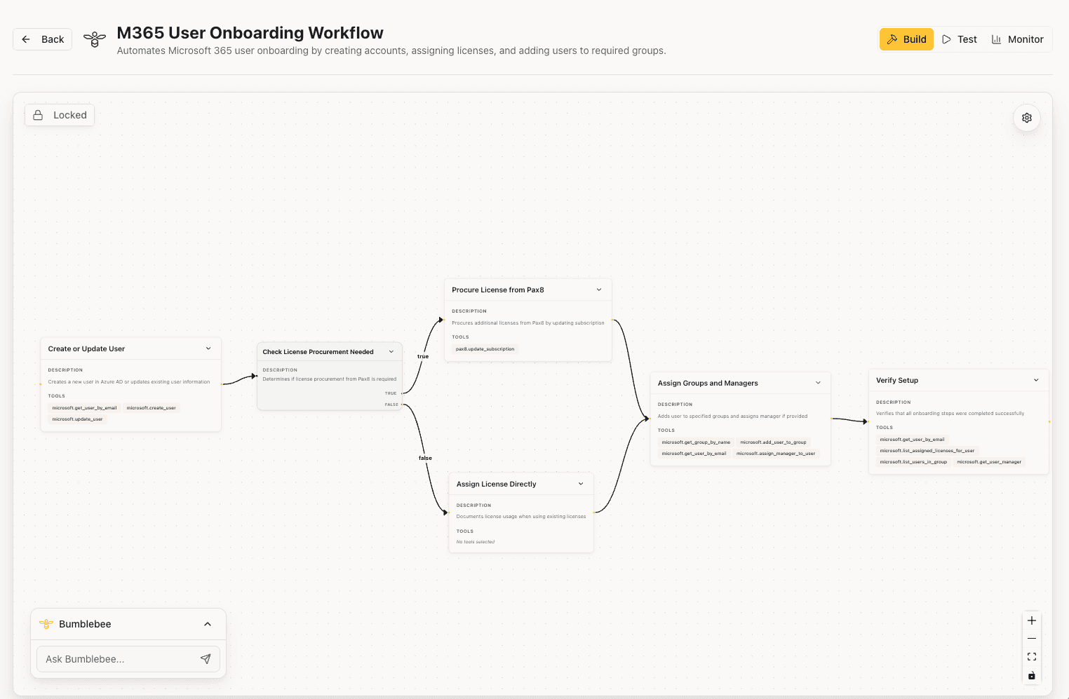 Complete Microsoft 365 user onboarding workflow in Bumblebee